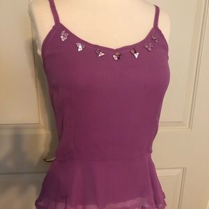 Tamara Catz purple silk chiffon camisole top small